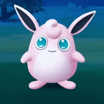 A Wigglytuff standing still and wobbling in place.